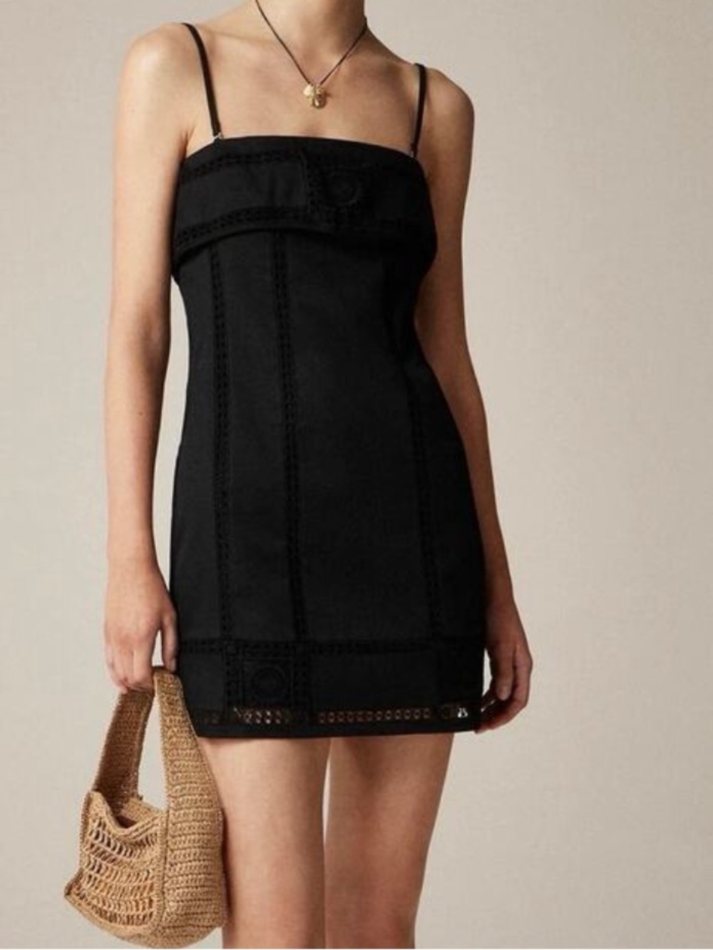 🆕 Crochet Panel Mini Dress - Black